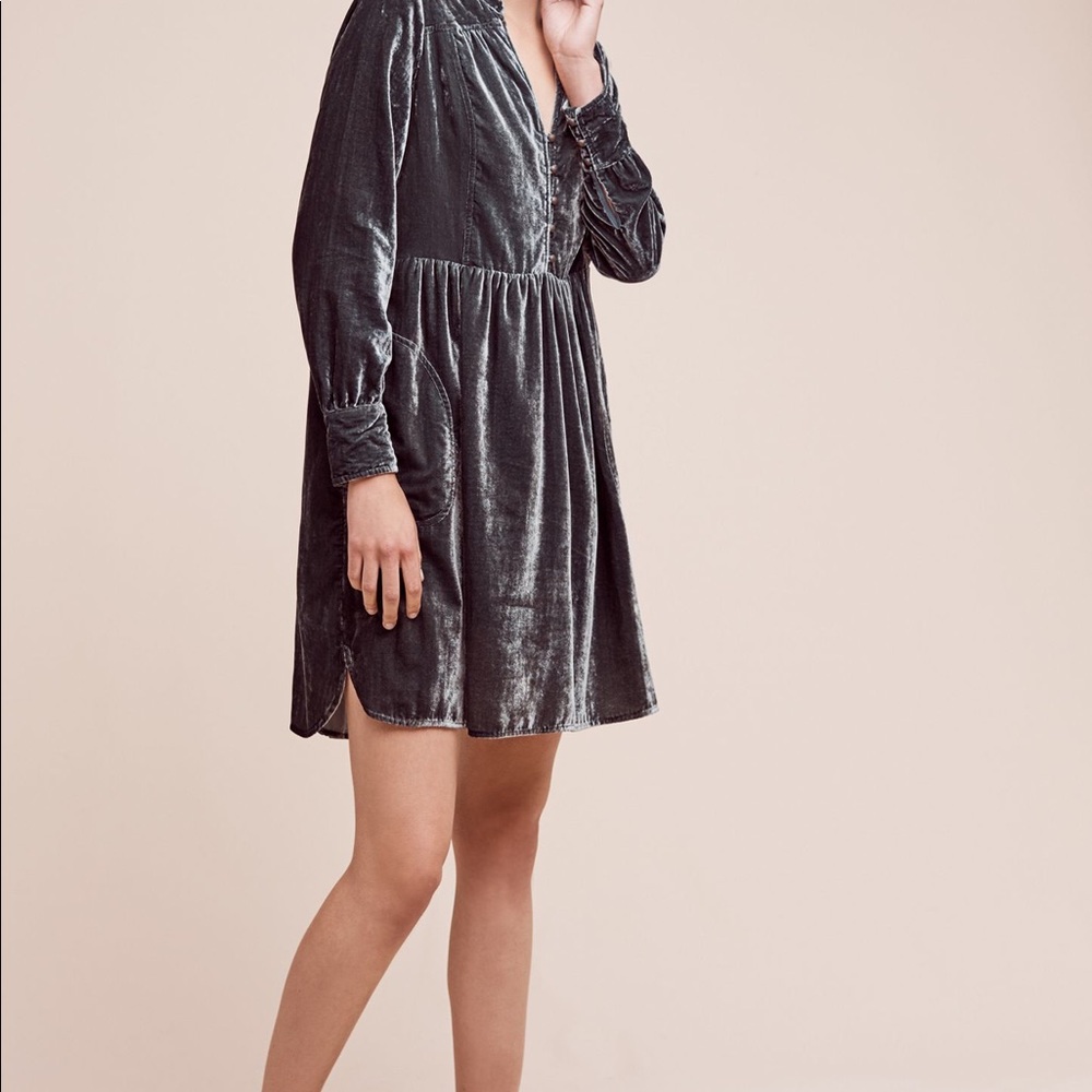 Anthropologie Forest Green Velvet Dress NWT